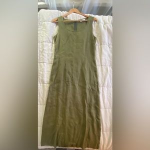 French Linen Maxi dress. Tank/A-Line. Moss Green. By Galeande Paris.